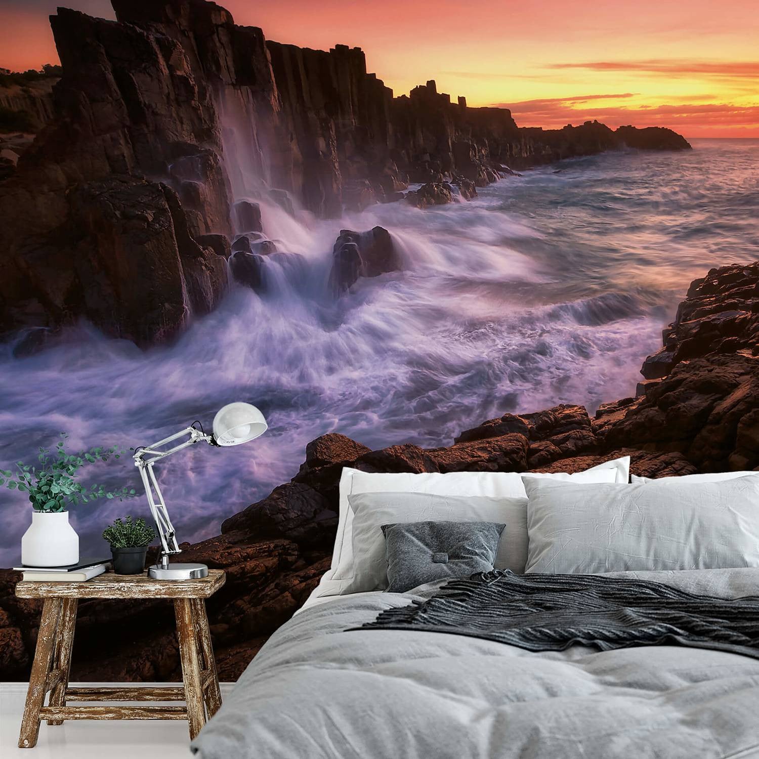 home24 Fotobehang Sea Cliff Landscape Multicolour Blauw 3 x 2 m
