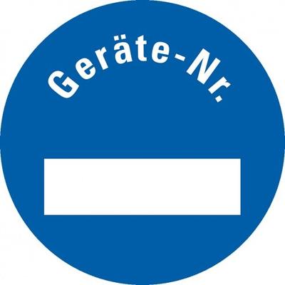 Aufkleber I Inventaretikett Geräte-Nr., blau, Dokumentenfolie, selbstklebend, Ø 30mm, 18/Bogen