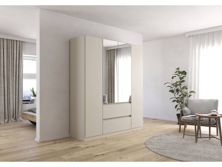 Drehtürenschrank Mainz 181cm Beige/Kaschmir Basic 2 Spiegeltüren
