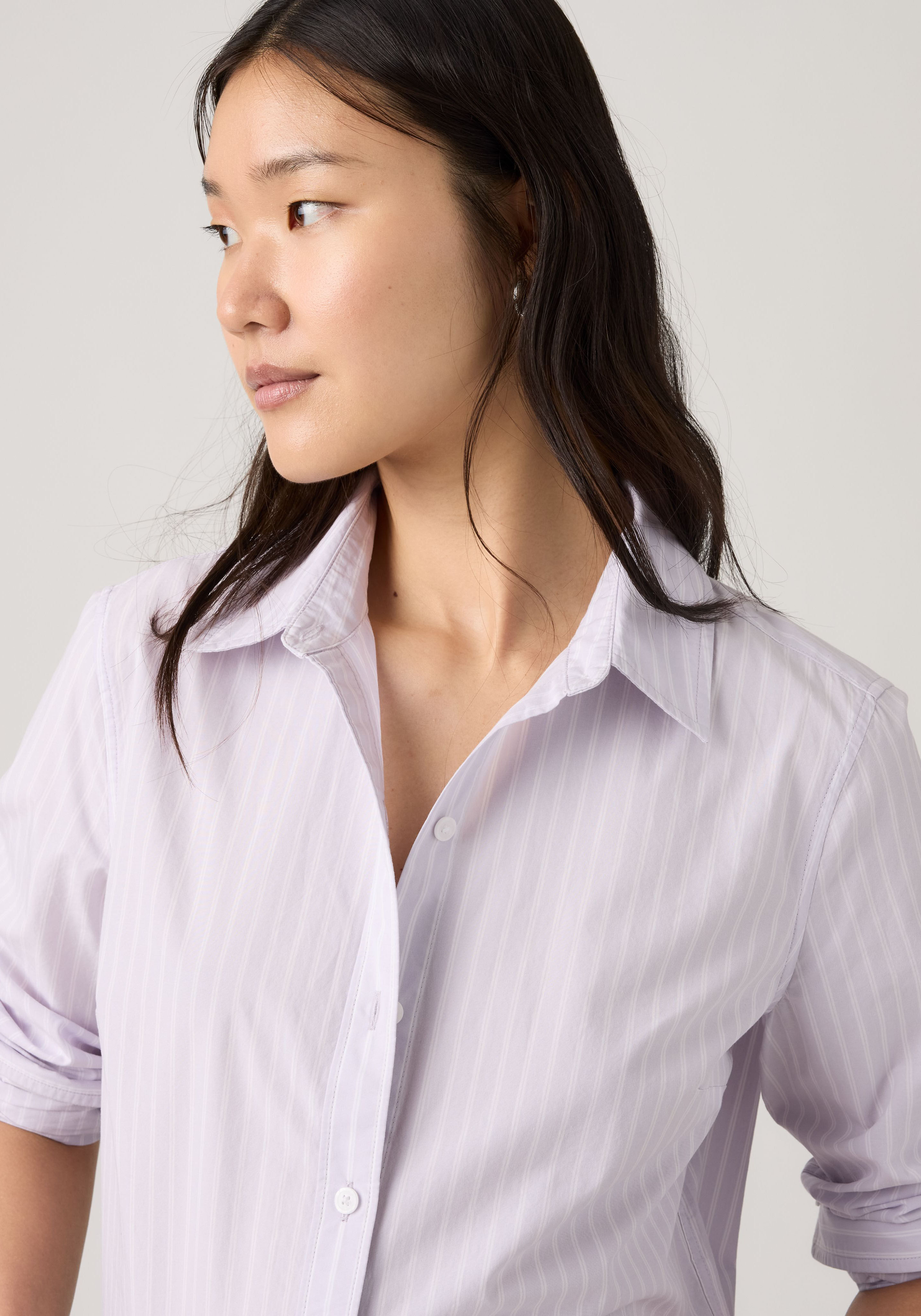 Hemdbluse LEVI'S "CARLILE CLASSIC POPLIN SHIRT", Damen, Gr. S (36), lila (helle stripe lavender blau hellweiß), Web, Obermaterial: 100% Baumwolle, normal hüftbedeckend, Manschette, Blusen Hemdbluse, Klassischer Hemdblusenkragen helle stripe lavender blau 