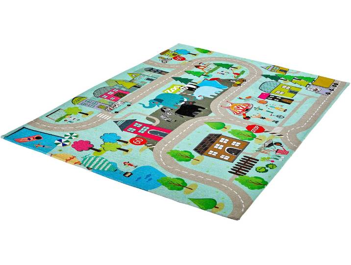 Kinderteppich OBSESSION My Torino Kids 231 , grau, B:120cm H:10mm L:170cm, Polyester, Teppiche, Kinderteppich, Flachgewebe, Straßen-Spiel-Teppich, Kinderzimmer