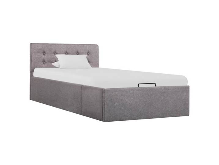 JILI* Lit Coffre Chambre Cadre de lit à stockage hydraulique Taupe Tissu 90x200 cm [8269]
