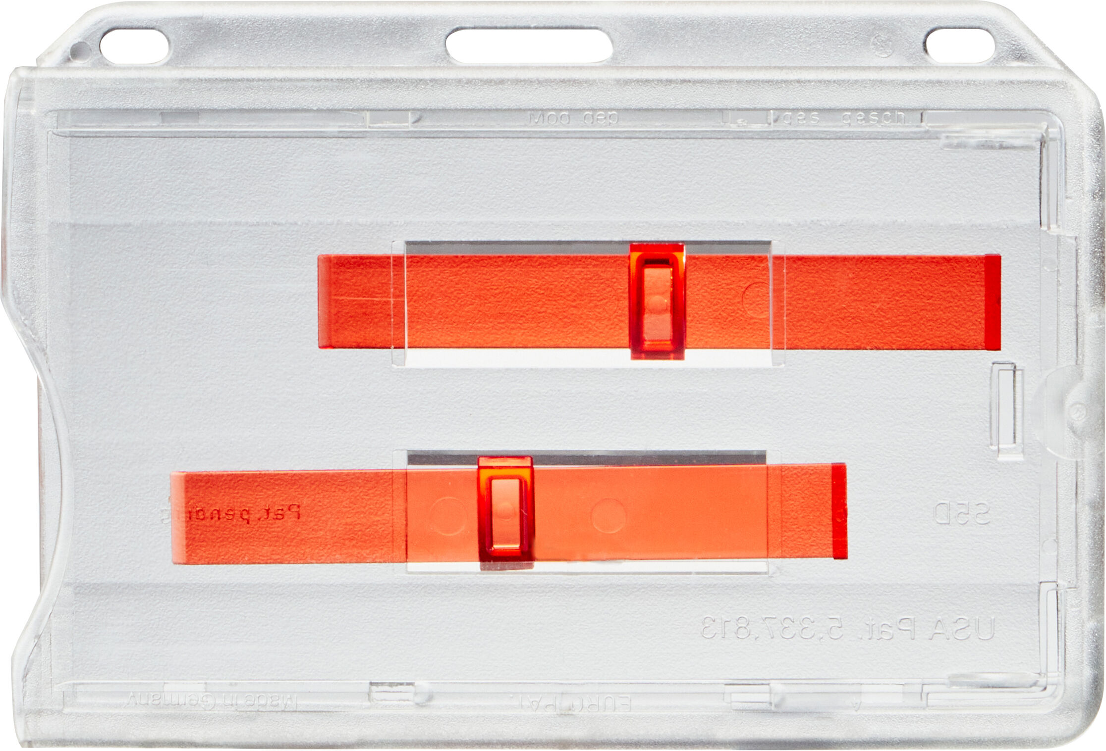 SPRINTIS Porte-badge pour 2 badges avec curseurs rouges, plastique rigide
