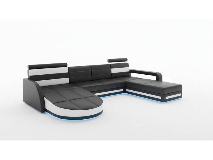 JVmoebel Wohnlandschaft Schwarze Eckcouch mit LED-Funktion und USB-Anschlüssen, Made in Europa