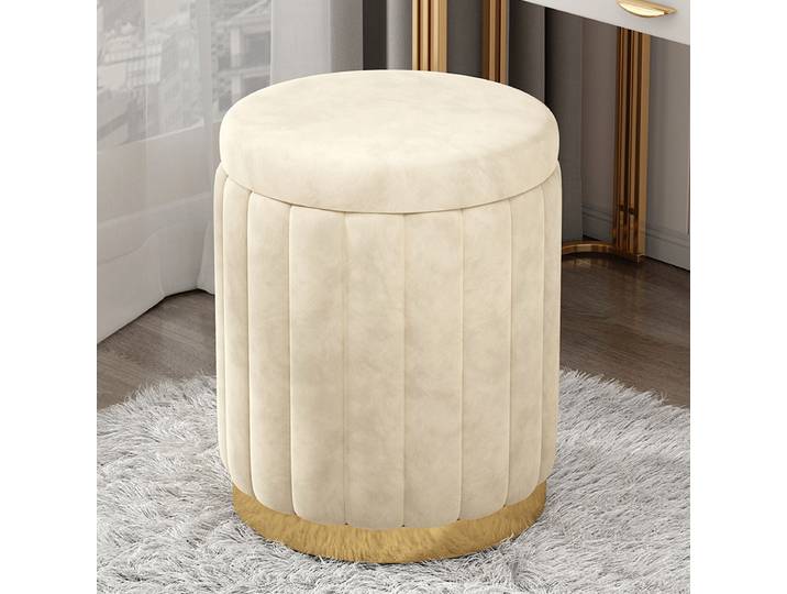 Nouveau tabouret rond de rangement, tabouret à langer avec espace de rangement, tabouret de maquillage, tabouret rond de coiffeuse de chambre à coucher
