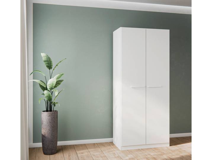 Kleiderschrank OTTO HOME Mehrzweckschrank Aktenschrank Möbel Mietswohnung Schlafzimmer MODI , weiß (alpinweiß), B:91cm H:210cm T:54cm, Holzwerkstoff, Schränke, Kleiderschrank, in angesagten Farbkombinationen, optional mit Spiegel MADE IN GERMANY