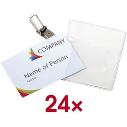 EUROPEL Namensschild mit Clip 90,0/60,0 mm 24 Stück transparent