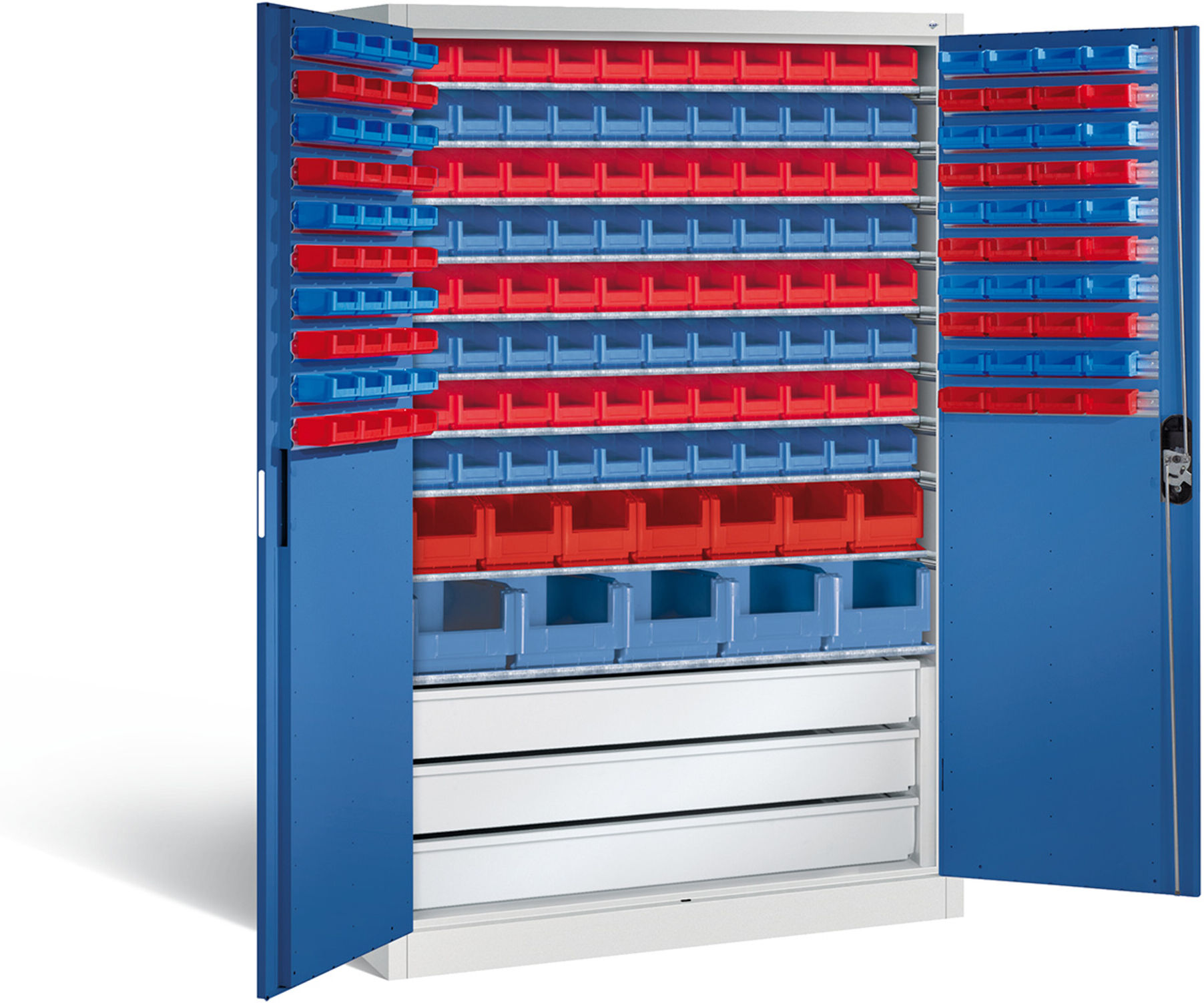 C+P Magazinschrank Acurado, H1950xB1200xT500mm, Front Enzianblau, Korpus Lichtgrau (8931-501) ; C + P Möbelsysteme (8931-501 S10030)