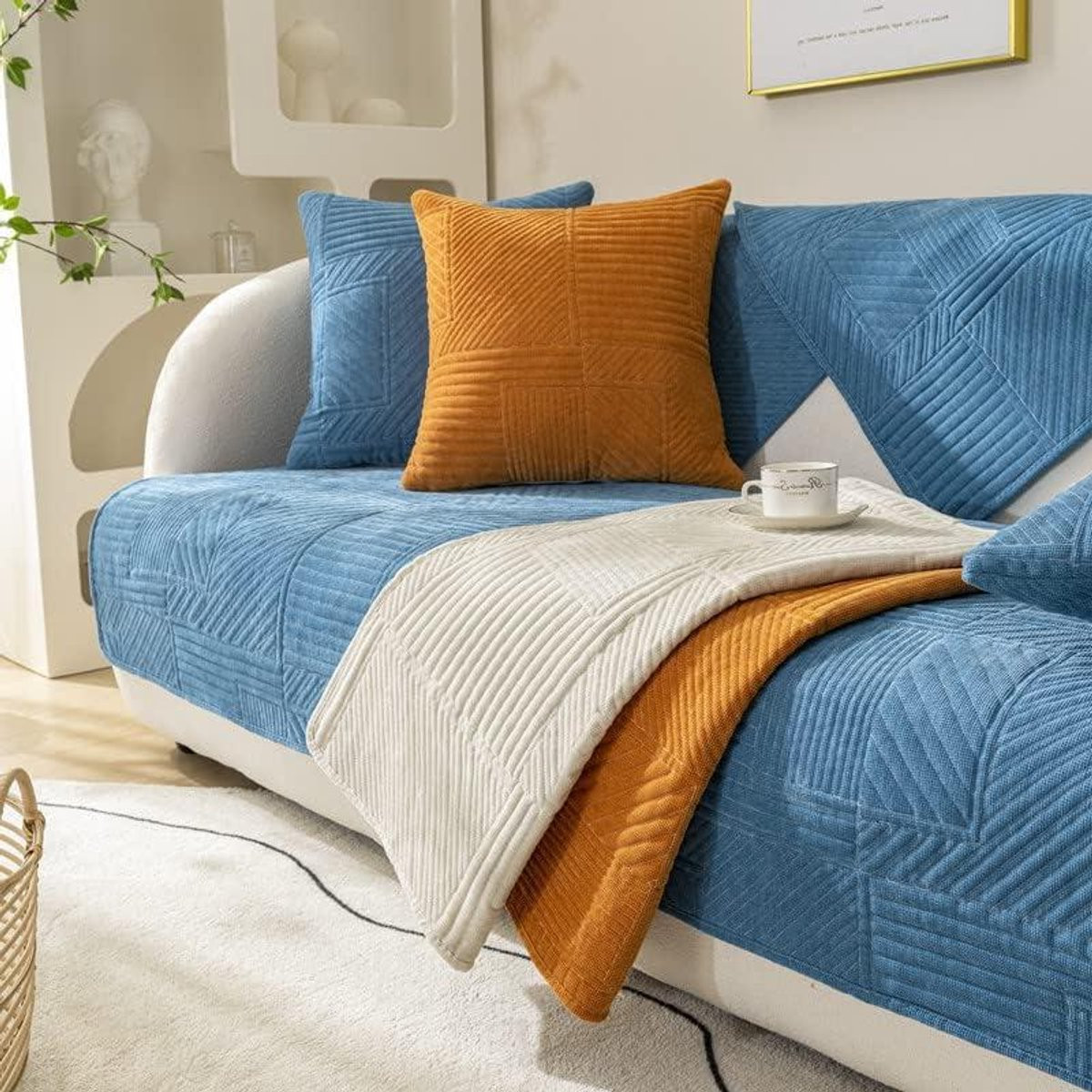 Blauwe Chenille Sofahoes voor Banken - Beschermhoes voor Meubels - 110 x 160 cm