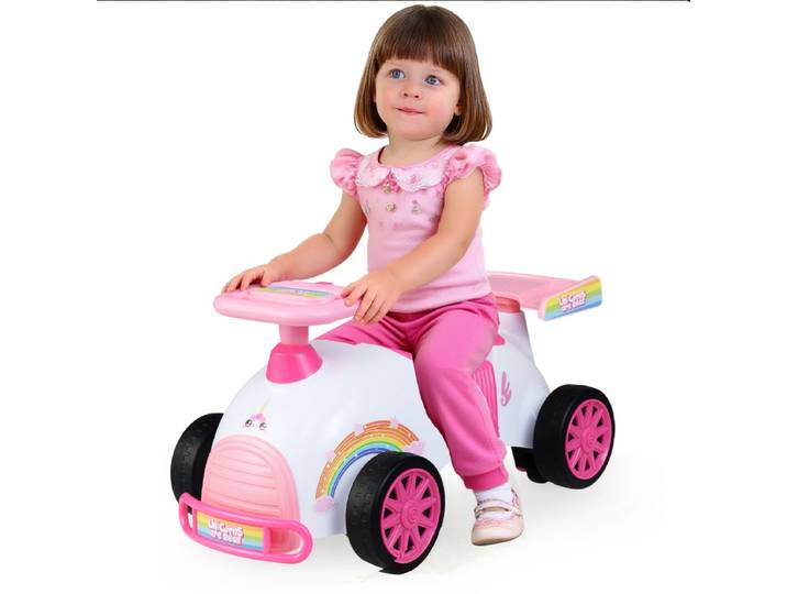 Kinderglijauto Glijvoertuig met Muziek en Opbergruimte Onder de Stoel Eenhoorn-thema