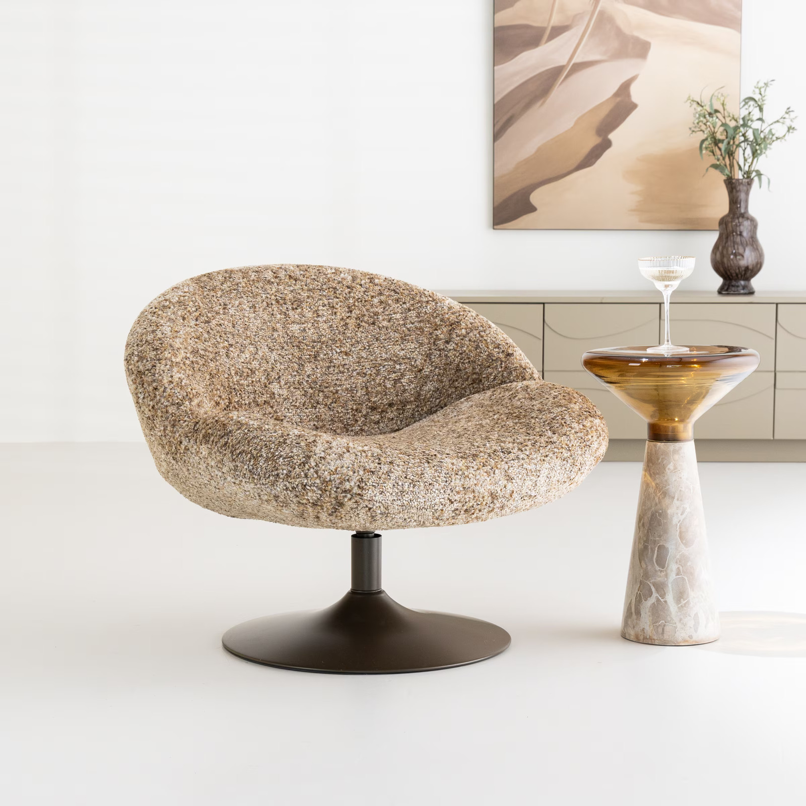 By-Boo Fauteuil Ducky in geweven stof - Taupe