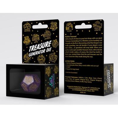 Q-Workshop QWO98536 - Treasure Generator Die: Shimmering Purple&Gold, D12, 1 Stück, Schatzgenerator-Würfel