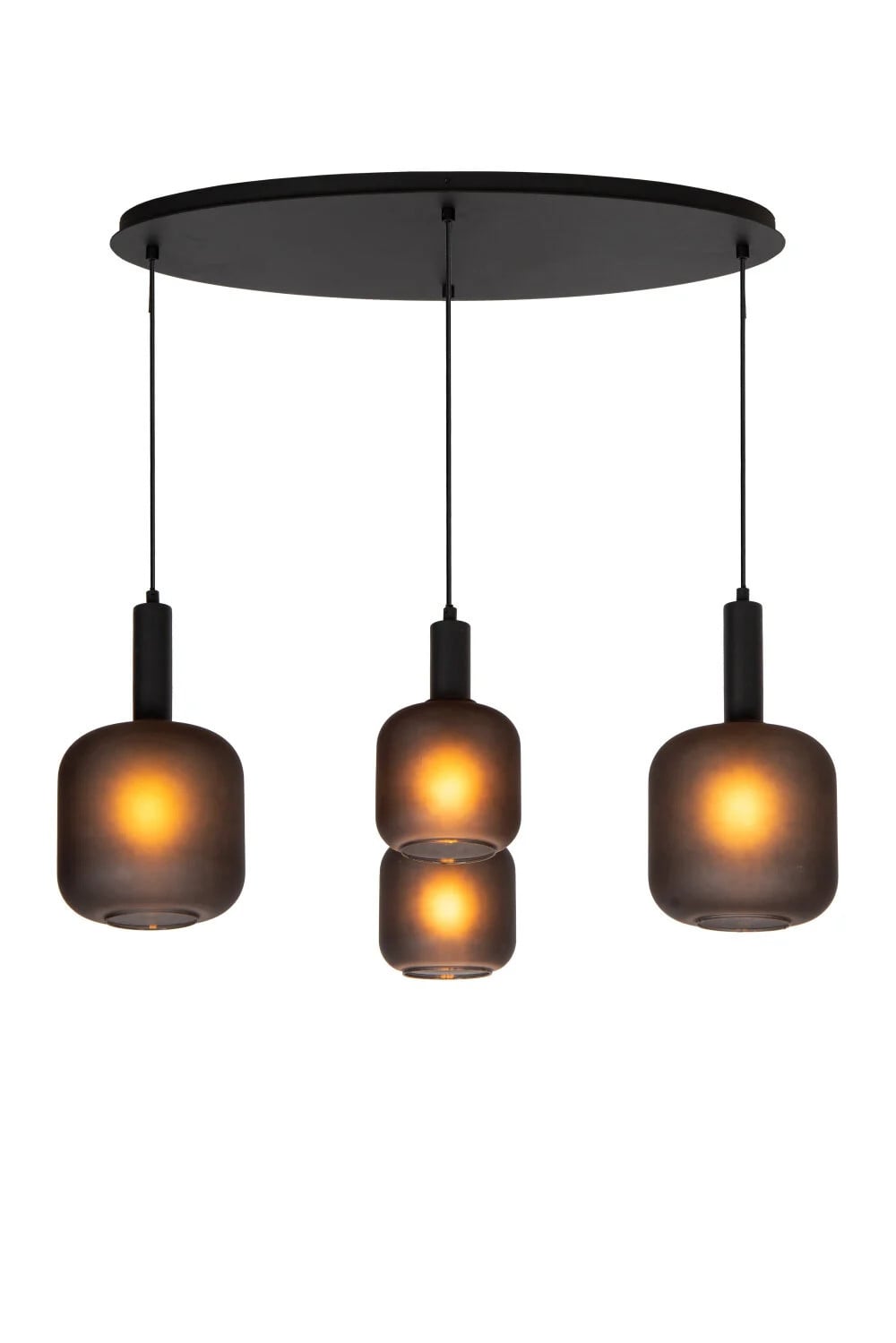 Lucide Eloise Hanglamp - 4-lichts - Zwart - Glas en Metaal