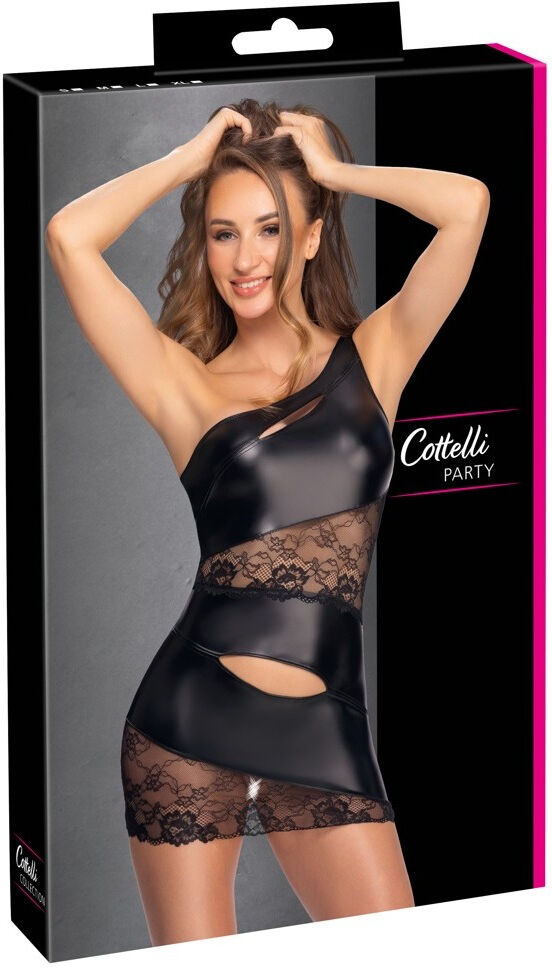 Cottelli PARTY Robe mini asymétrique noire avec découpe