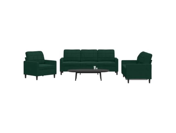 HEFZGDB 3-TLG. Sofagarnitur mit Kissen Dunkelgrün Samt Modernes Wohnzimmer Sofa Metallgestell Bequem Polsterung Weich Langlebig Stilvoll Entspannung Komfortabel Sitzgruppe