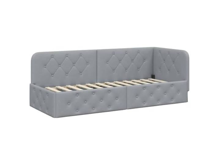 PUGYNBK Eckbettgestell Hellgrau 80 x 200 cm Ausziehbares Schlafsofa, Bezug aus Polyester, wendbare Armlehne, platzsparend