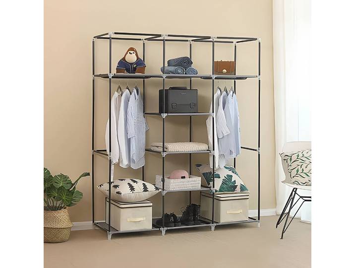 Stoffschrank Branville II 150 x 175 x 45cm Grau/Grau