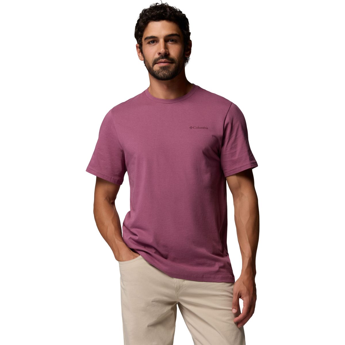 Columbia Men's CSC Outdoor Back Graphic T-shirt antique mauve, wavy branded peaks (551) XL 215502-2155021-551-XL