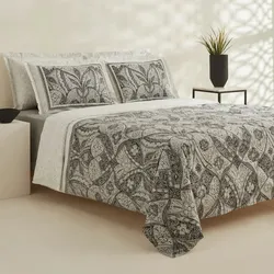 Karaca Santi Bettbezug-Set aus 100 % türkischer Baumwolle, Einzelbett, Schwarz