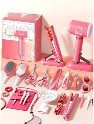 Uplift Essentials Kids Simulation Haircut And Style Play Kit 11pcs Hair Clip Kit