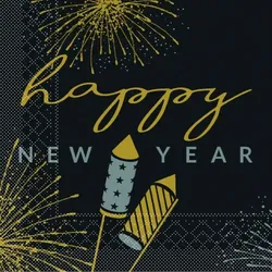 Tissue Serviette Rocky, 33 x 33 cm, 100 Stück - Mank - Happy Year Silvester