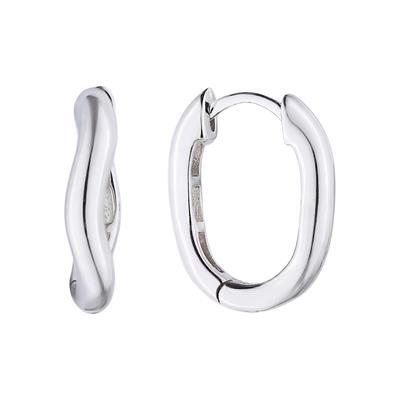 Paar Creolen JOBO "Ohrringe Welle 17 mm", silber (silber 925), Ohrringe, Damen, Silber 925 (Sterlingsilber), 925 Silber rhodiniert oder vergoldet