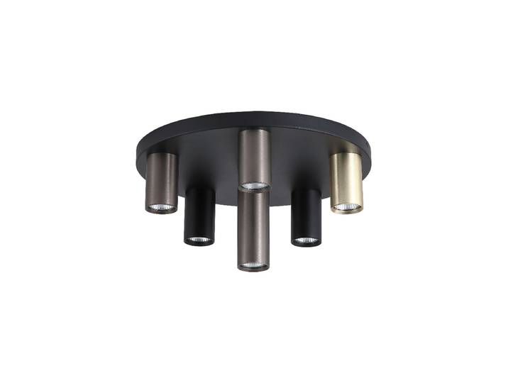 Moderne Deckenlampe Tubes Schwarz, Bronze, Brass Searchlight