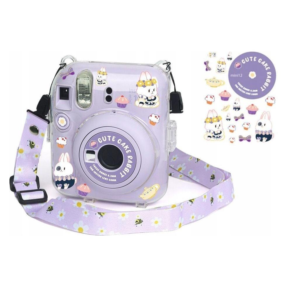 Loveinstant Futerał Etui Case Pokrowiec Do Fujifilm Instax Mini 12 + Naklejki / Słodki Królik (LOVEINSTANT)
