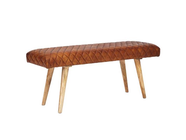 Banc en cuir véritable, marron
