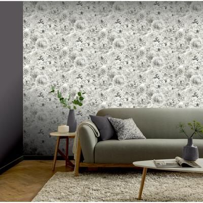 Arthouse Clarissa Grey Glitter Bloom Wallpaper