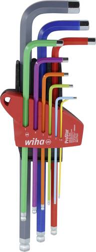 Wiha Sechskant-Kugelkopf 9-tlg. farbig leuchtend Sechskant Stiftschlüsselsatz 1.5, 2, 2.5, 3, 4, 5, 6, 8, 10 9teilig