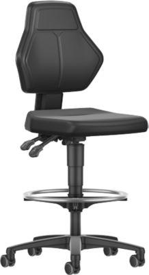 Arbeitsdrehstuhl Allrounder, o. Armlehnen, Permanentkontakt, m. Sitz-Stopp-Rollen, Kunstleder, schwarz