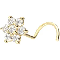 14/18 Karat Gold Nasenstecker Spirale MOISSANIT-BLUME