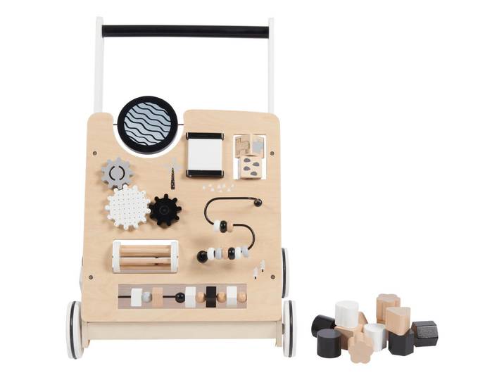 My Baby Lou Lauflernwagen TRY ME, Grau, Naturfarben, Schwarz, Weiß, Holz, Birke, massiv, Sperrholz, 42.1x54.3x35.9 cm, EN 71, Spieltisch ohne Musik, Spielzeug, Babyspielzeug, Lauflernwagen