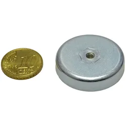 19 Ferrit-Topfmagnete mit Innengewinde 32 mm | M4 | 7 mm, Ferrit, Stahl, silber