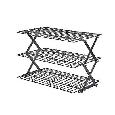 3/4-stöckiges, verbessertes, zusammenklappbares Kühlregal mit verstellbarem 3-Einstellungsdesign, stapelbares Braten-, Koch- und Trockengitter zum Backen, für Kekse, Kuchen, Braten und Grillen
