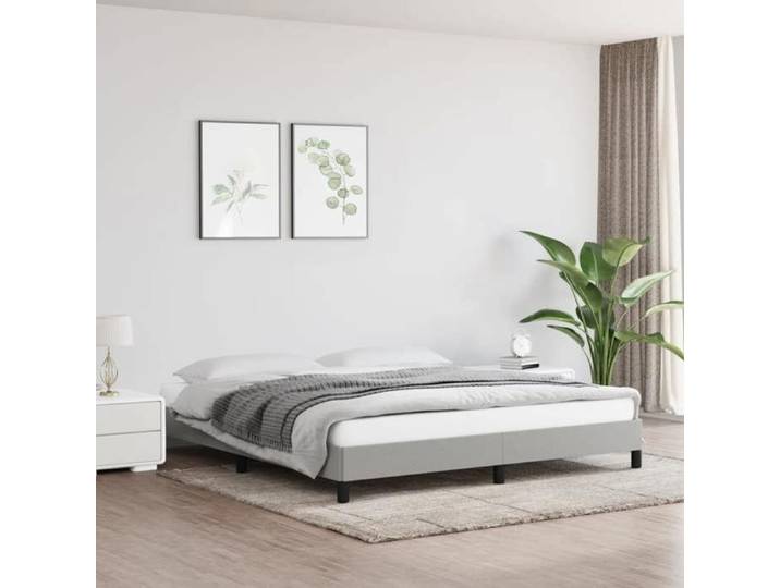 Lit chambre - VIDAXL - SOLOMON - 160x200 cm - Tissu polyester - Gris clair - Design élégant