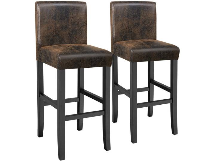 tectake Barhocker 2er Set Kunstleder, Sitzhöhe 76 cm, antikbraun, Anthrazit, Braun, Leder, 40x107x41 cm, Esszimmer, Barmöbel, Barhocker