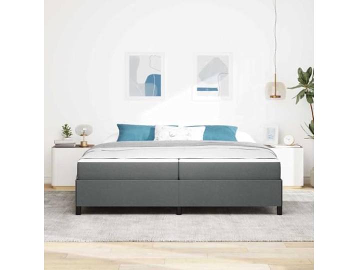 KTHLBRH Doppelbett 200 x 200 cm Dunkelgrau mit Matratze Fester Lattenrost, Struktur aus technischem Holz, weicher Stoff, Unterstützung 280 kg