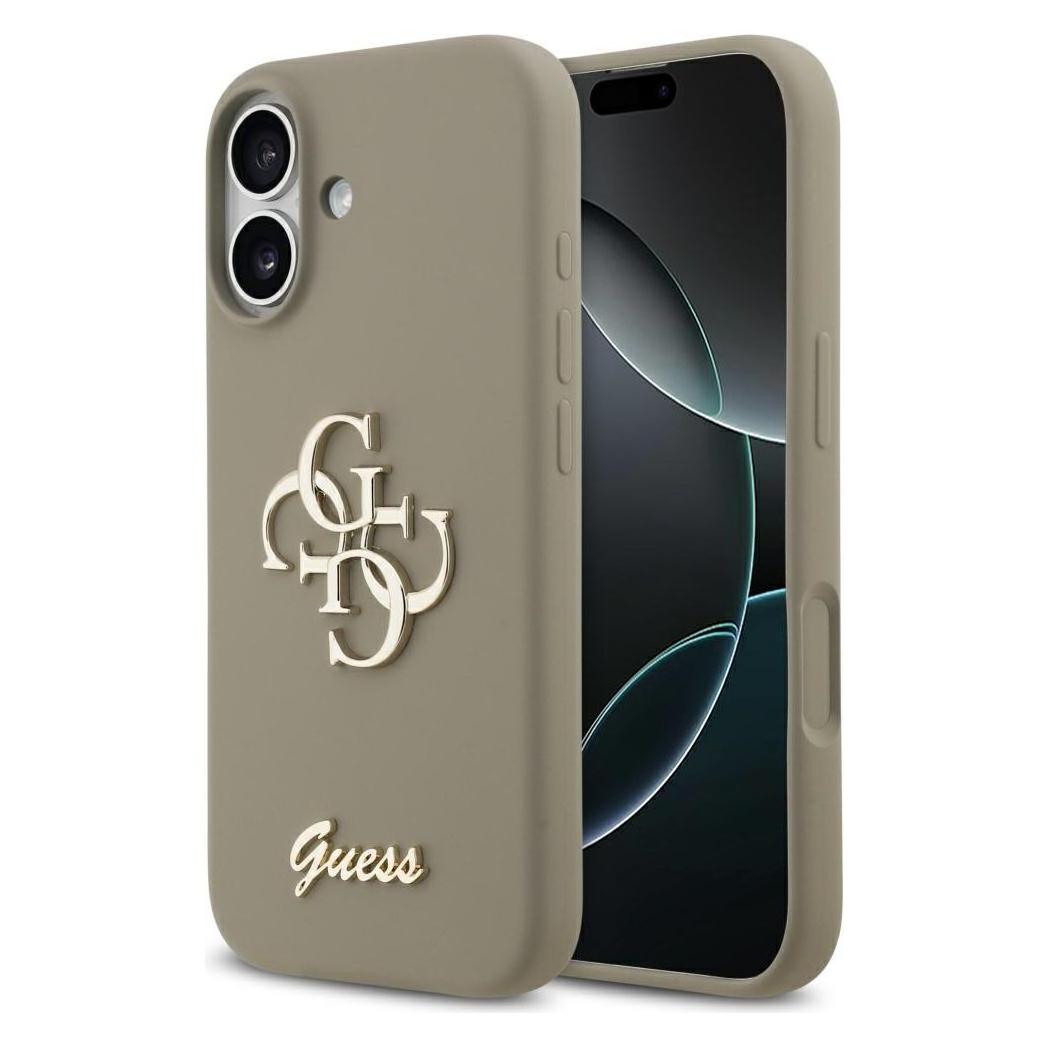 Guess 4G Silicone Script Big Metal Logo Case für Apple iPhone 17 - brown (Apple iPhone 17) (GUHCP17SSC4GSMW)
