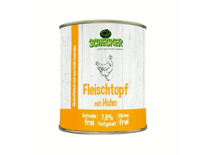 Schecker Fleischtopf mit Huhn (820g (48er Pack) getreidefrei, glutenfrei, in Deutschland hergestellt
