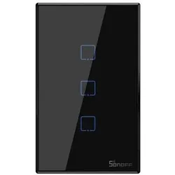 Sonoff, Lichtschalter + Storenschalter, T3US3C - 3-gang Wi-Fi Smart Wall Switch US - Black