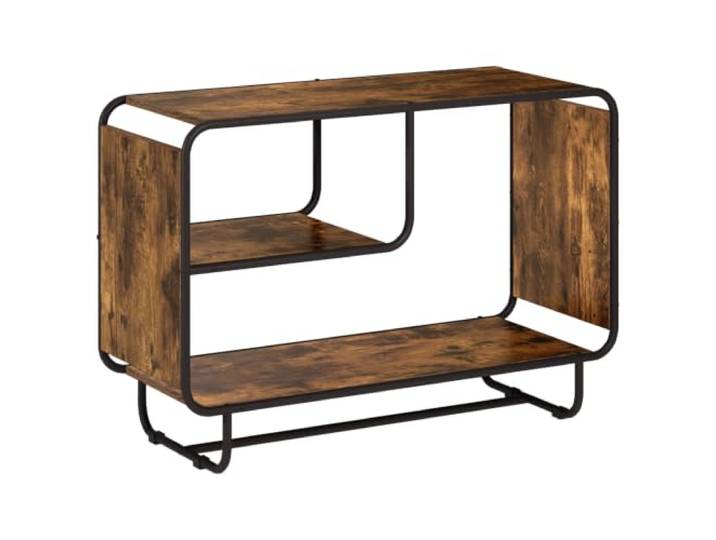 Xhnifbn Sideboard 3 offene Fächer Räuchereiche 93.5 x 37.5 x 64.5 cm Offene Küchenanrichte und Servierschrank im Esszimmer mit verzinktem Stahlgestell und robuster Holzwerkstoffplatte.