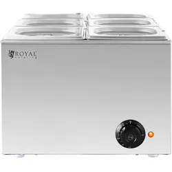 Royal Catering Bain Marie Speisenwärmer 640 W 6 x GN 1/6 Behälter mit Deckel 30 - 80 °C 18 L, Speisewärmer, Silber