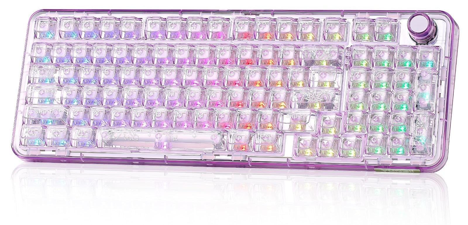Selius Mechanisch Gaming Toetsenbord Paars - Tri-Mode Draadloos en Bedraad - RGB Achtergrondverlichting