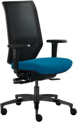 Dauphin Bürostuhl SHAPE MESH, mit Armlehnen, Lendenwirbelstütze, Sitzzeit 8+ Stunden, Universalrollen, blau