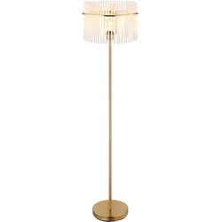 Stehleuchte Standlampe Wohnzimmerlampe Schlafzimmerleuchte Esszimmerlampe Beistellleuchte, Metall Glasstäbe Gold, 1x E27, H 152 cm