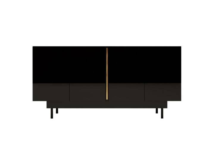 Dancan Sideboard Artemisa Schwarz, goldener Akzent, Hochglanz, Metall, 163x81x42 cm, Kleinmöbel, Kommoden, Sideboards