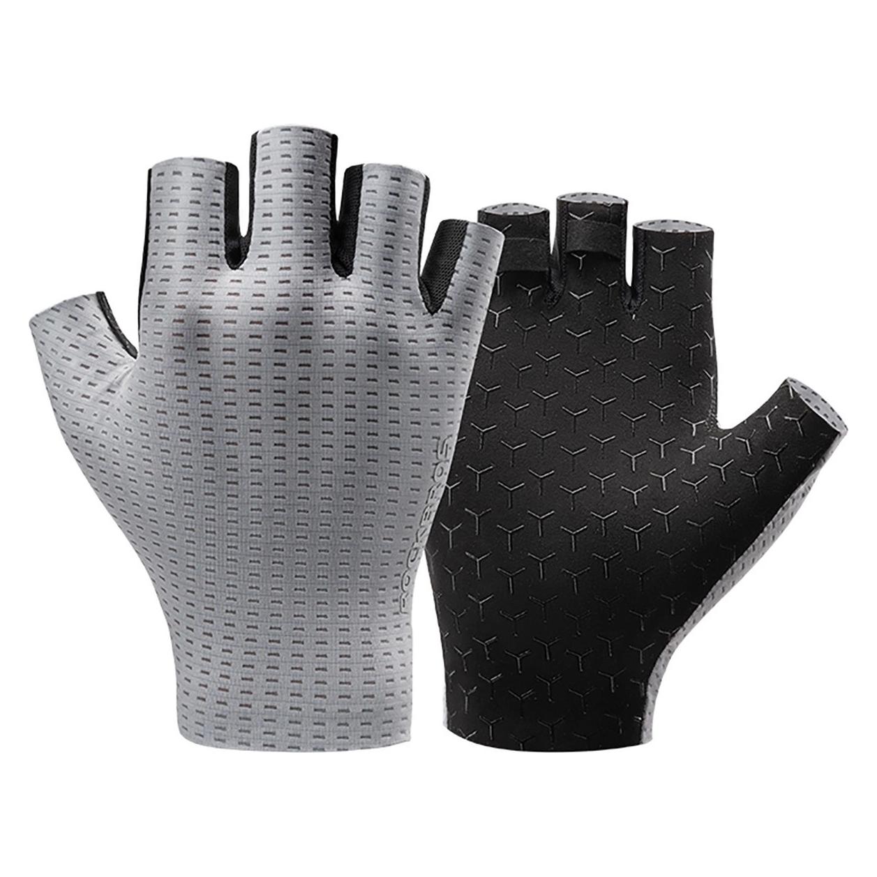 Rockbros Breathable Short Finger Cycling Gloves, Size: L - Gray (L) (8386824304367)