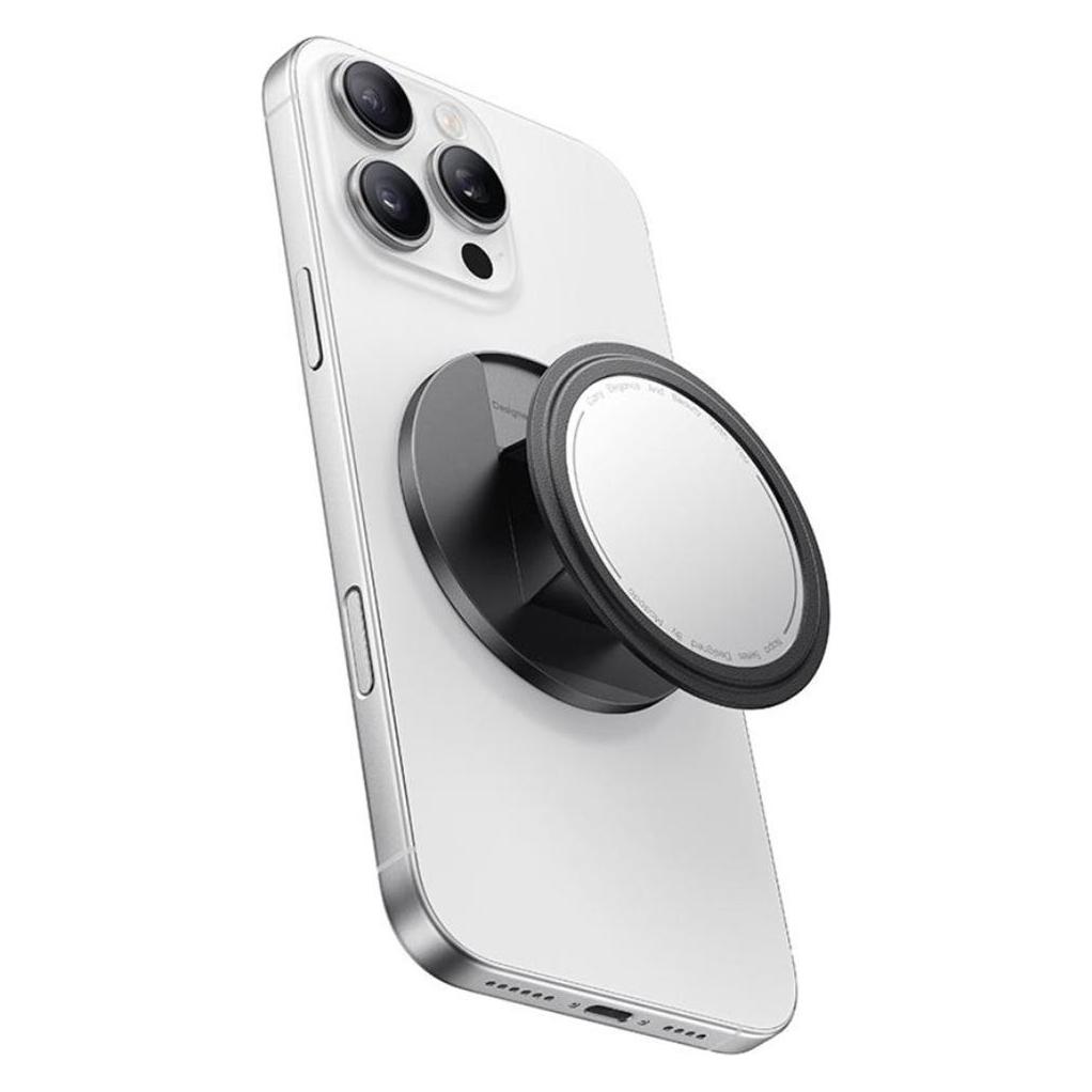 Mcdodo - 2in1 Foldable Magnetic Phone Stand (MR-7912) - with Built-in Makeup Mirror, Leather - Black (61084482)
